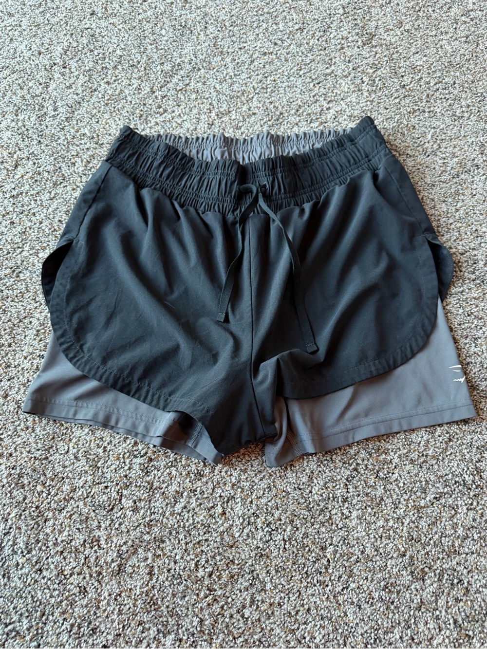 Gymshark Men's L Sport 5" 2-in-1 Shorts Black Gray Compression Lined Running